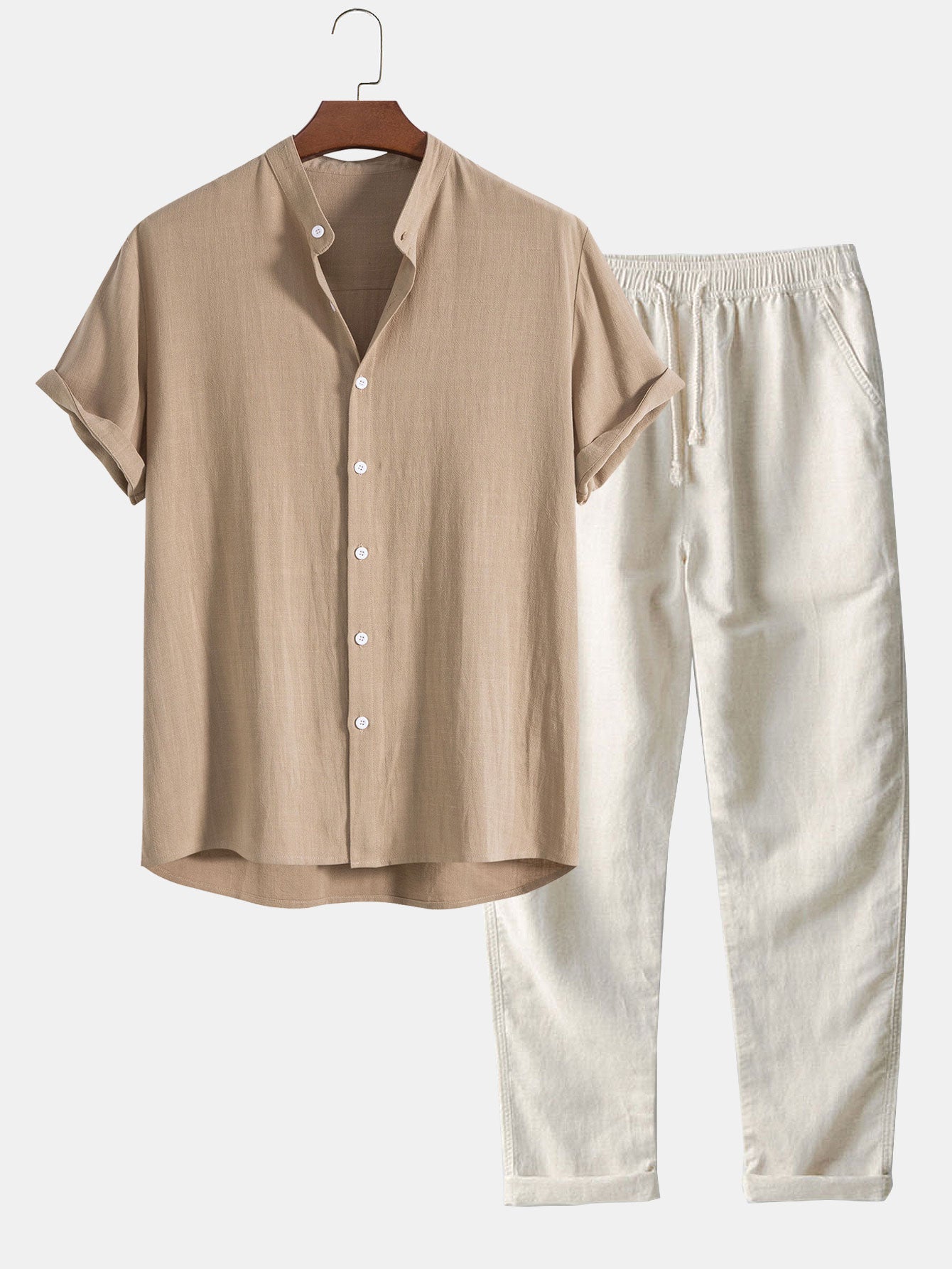 DEPREZ – Set Uomo di Lusso | Camicia di Lino con Pantaloncini per l'Estate