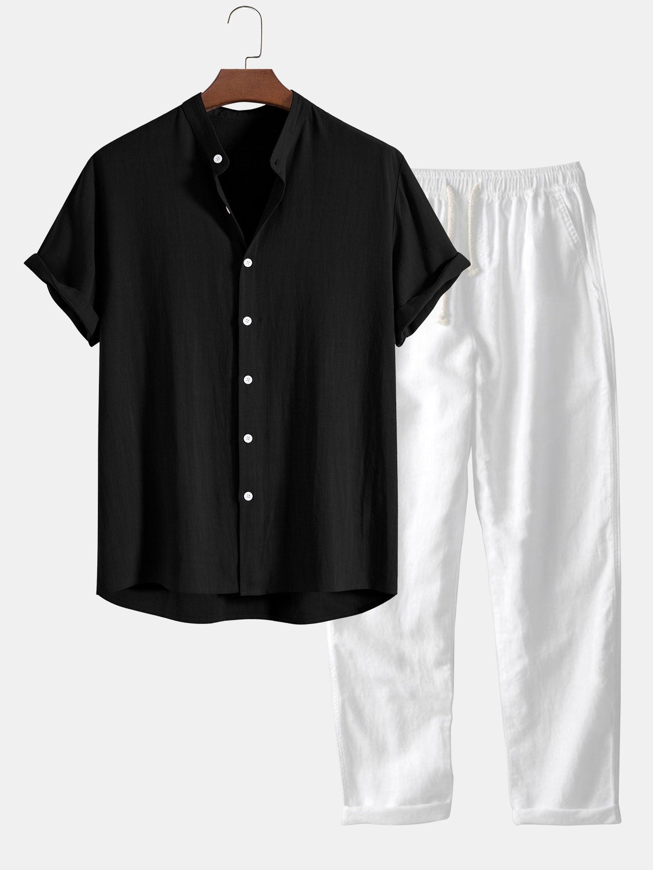 DEPREZ – Set Uomo di Lusso | Camicia di Lino con Pantaloncini per l'Estate