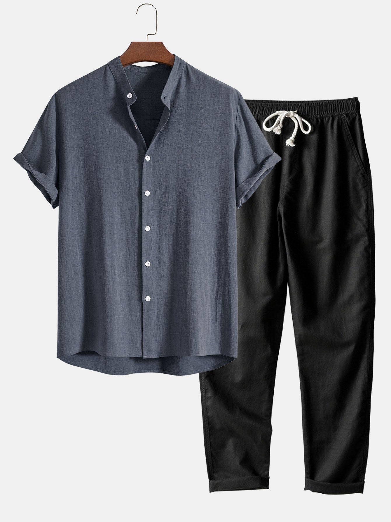 DEPREZ – Set Uomo di Lusso | Camicia di Lino con Pantaloncini per l'Estate