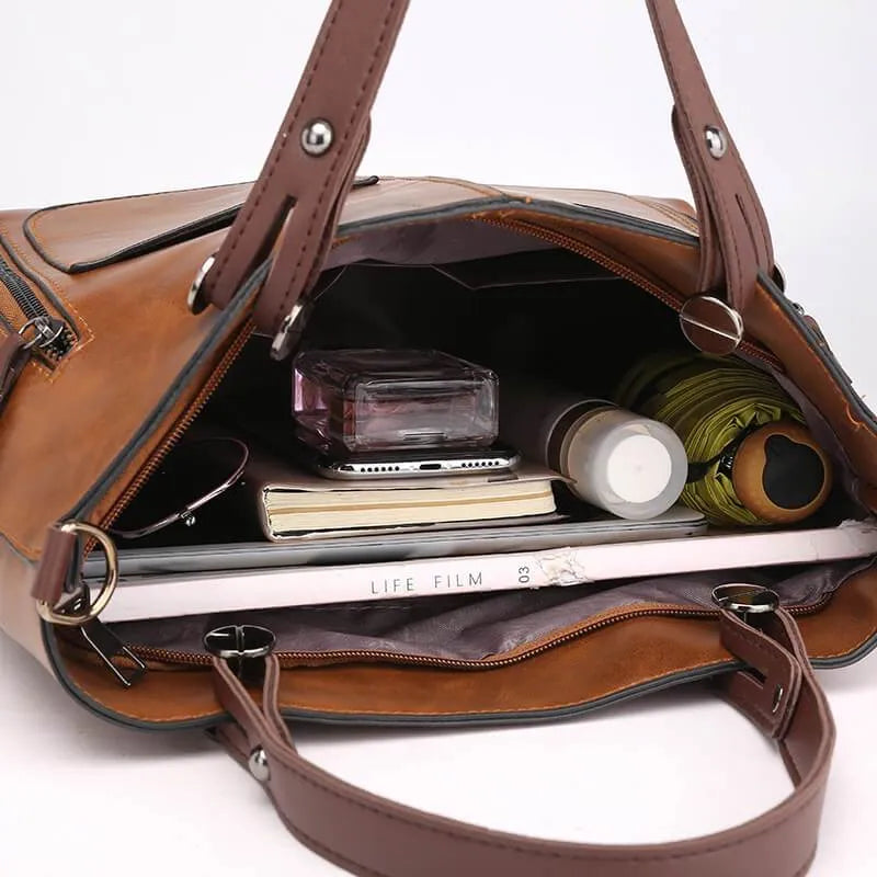 Klassieke Leren Schoudertas Dames - Zwart Elegante Stijl-5