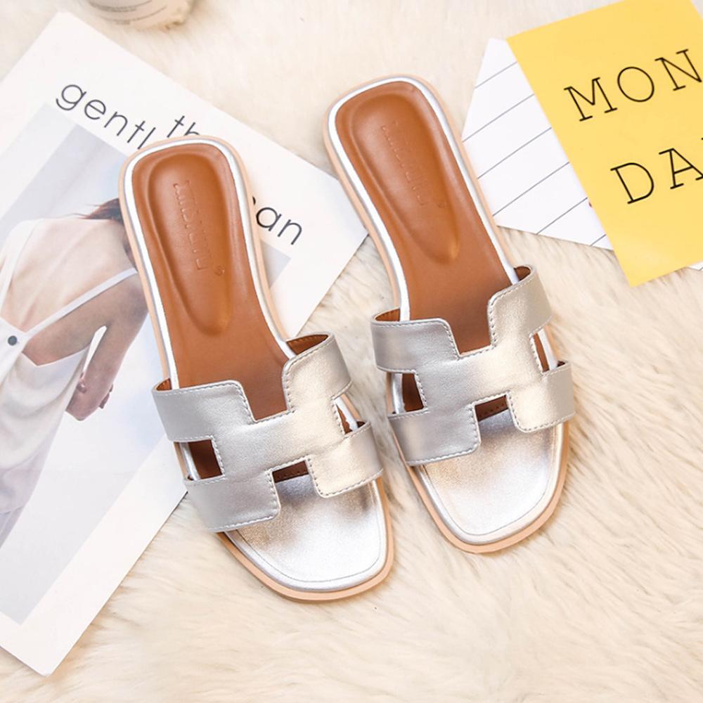 H – Zapatillas de cuero a la moda para damas | Cómodas y suaves