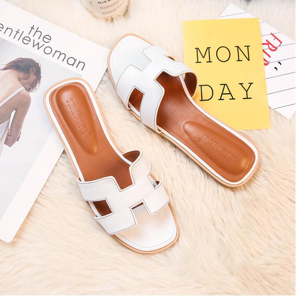 H – Zapatillas de cuero a la moda para damas | Cómodas y suaves