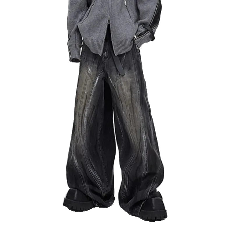 FEWQ Agrue Culture - Jeans Heren con Vestibilità Larga e Vita Alta in Streetwear moda Y2K