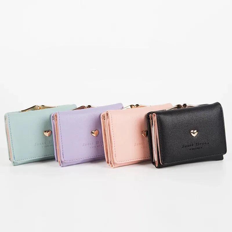 Bonbonkleurige Dames Portemonnee Met Hartvormige Sluiting Vintage Stijl-4