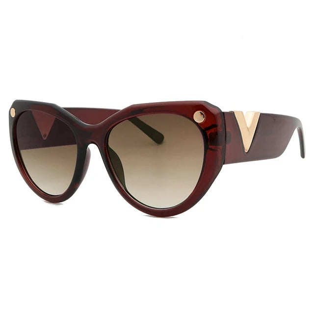 Nyra Oversized V Cat Eye Zonnebril Dames Modieuze Stijl-4