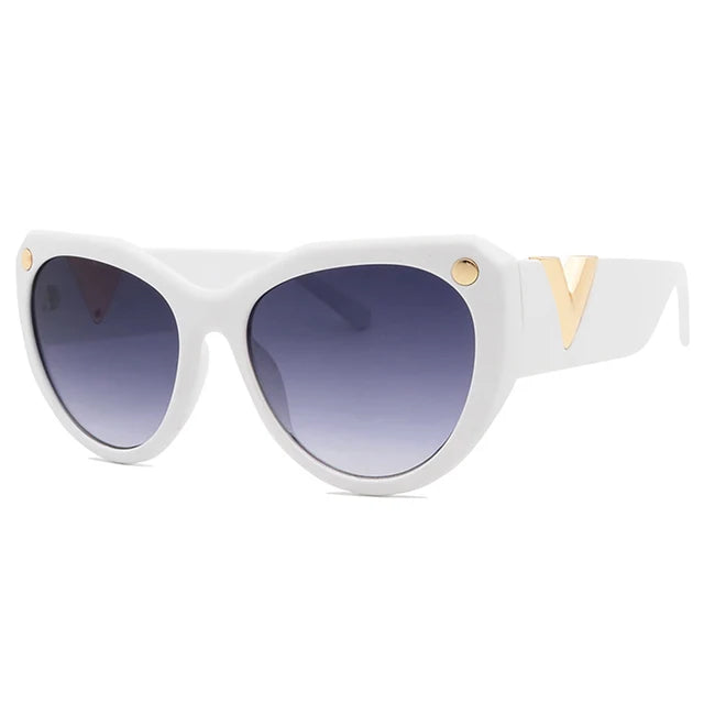 Nyra Oversized V Cat Eye Zonnebril Dames Modieuze Stijl-5