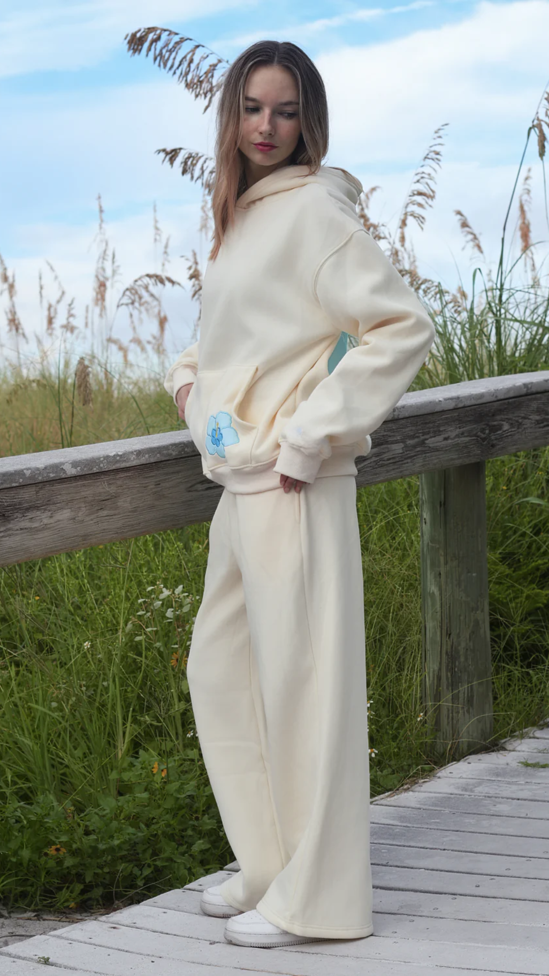 SET CREAM FLORA – Tuta da allenamento da donna | Calda e elegante per autunno e inverno