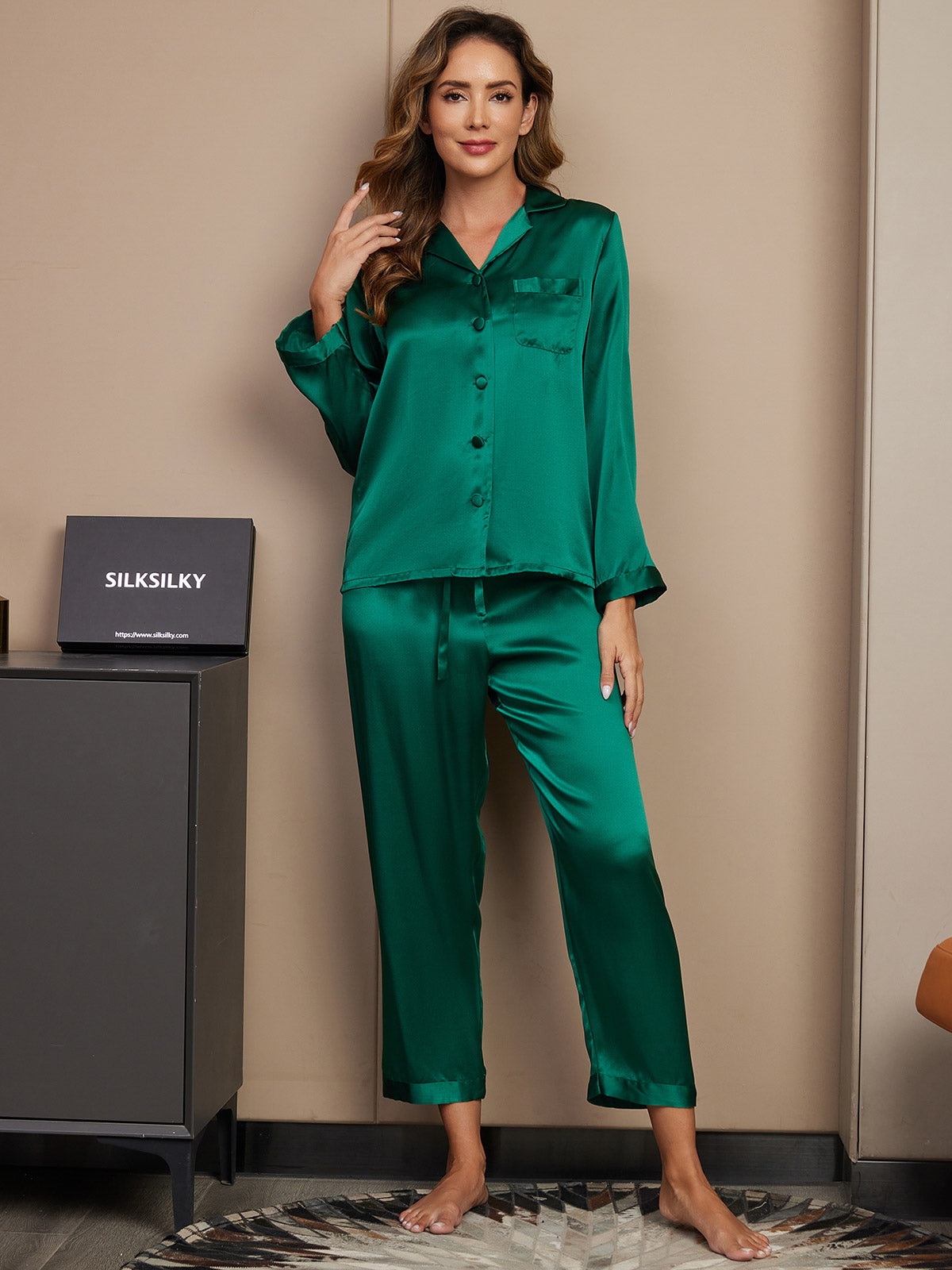 LUNA - Set Pigiama in Seta di Lusso per Donna | Morbida Camicia da Notte con Bottoni