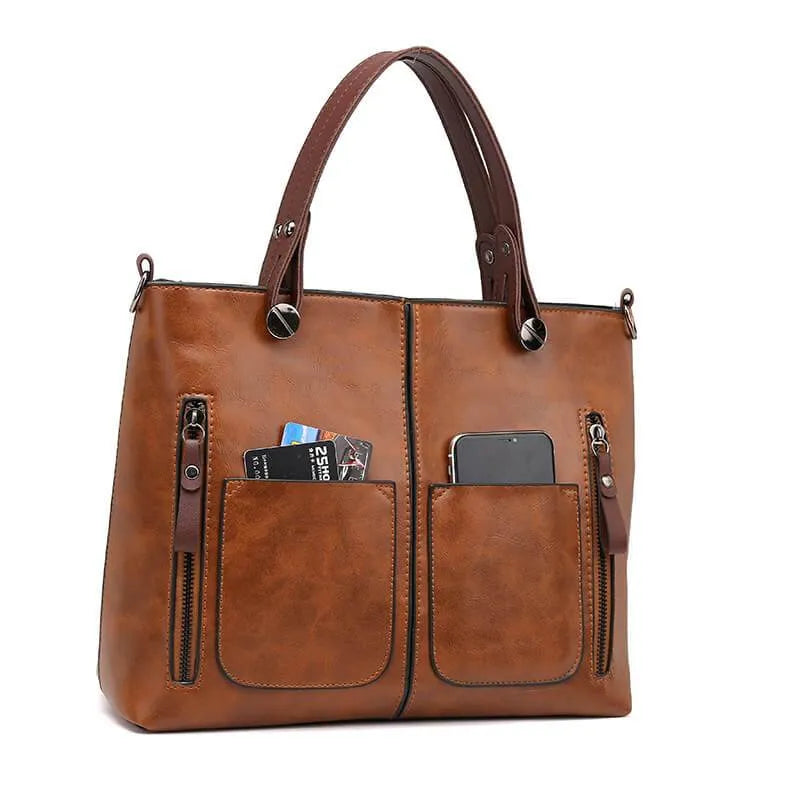 Klassieke Leren Schoudertas Dames - Zwart Elegante Stijl-2