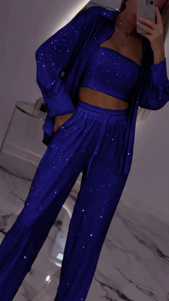 LUX SET – Completo Donna in Tre Pezzi con Strass | Brillante e Confortevole