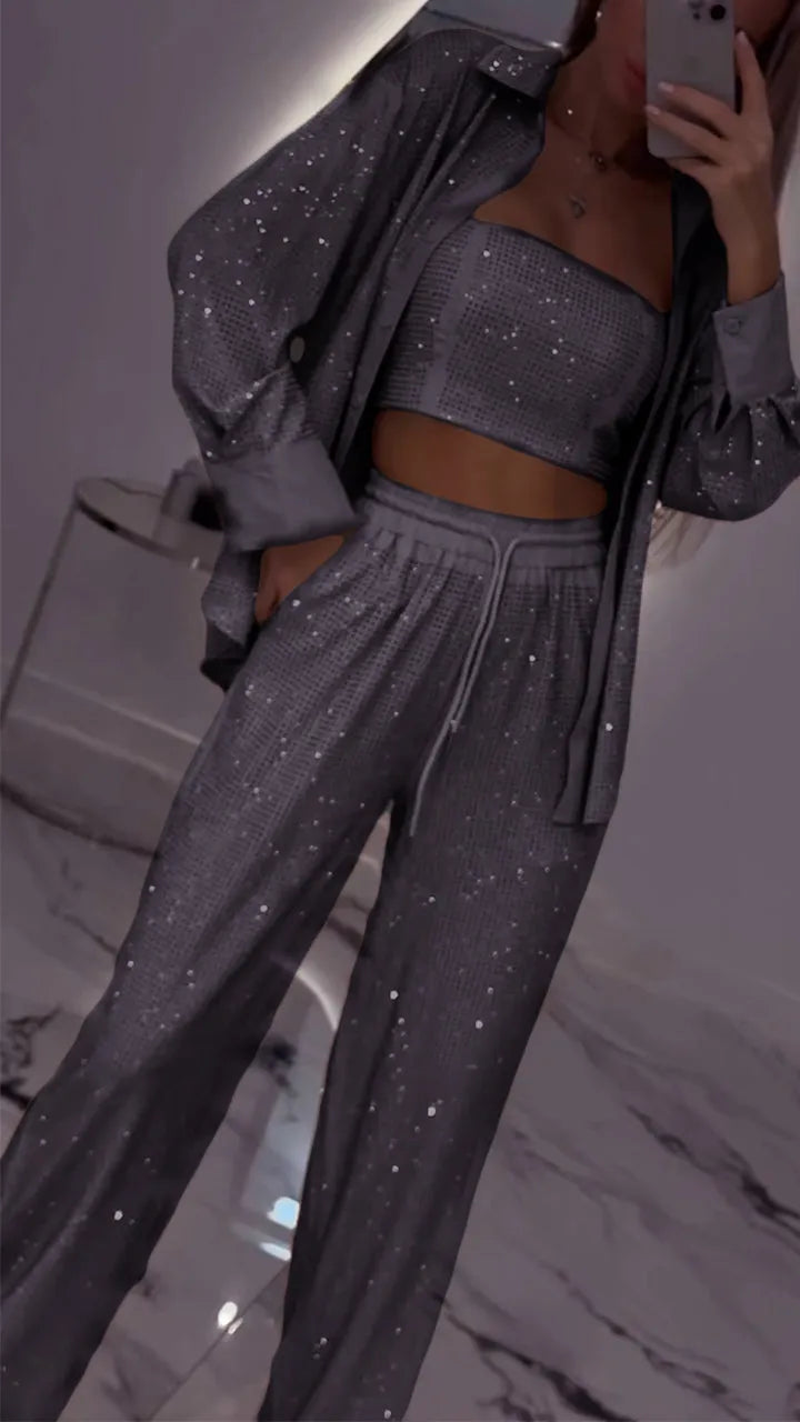 LUX SET – Completo Donna in Tre Pezzi con Strass | Brillante e Confortevole