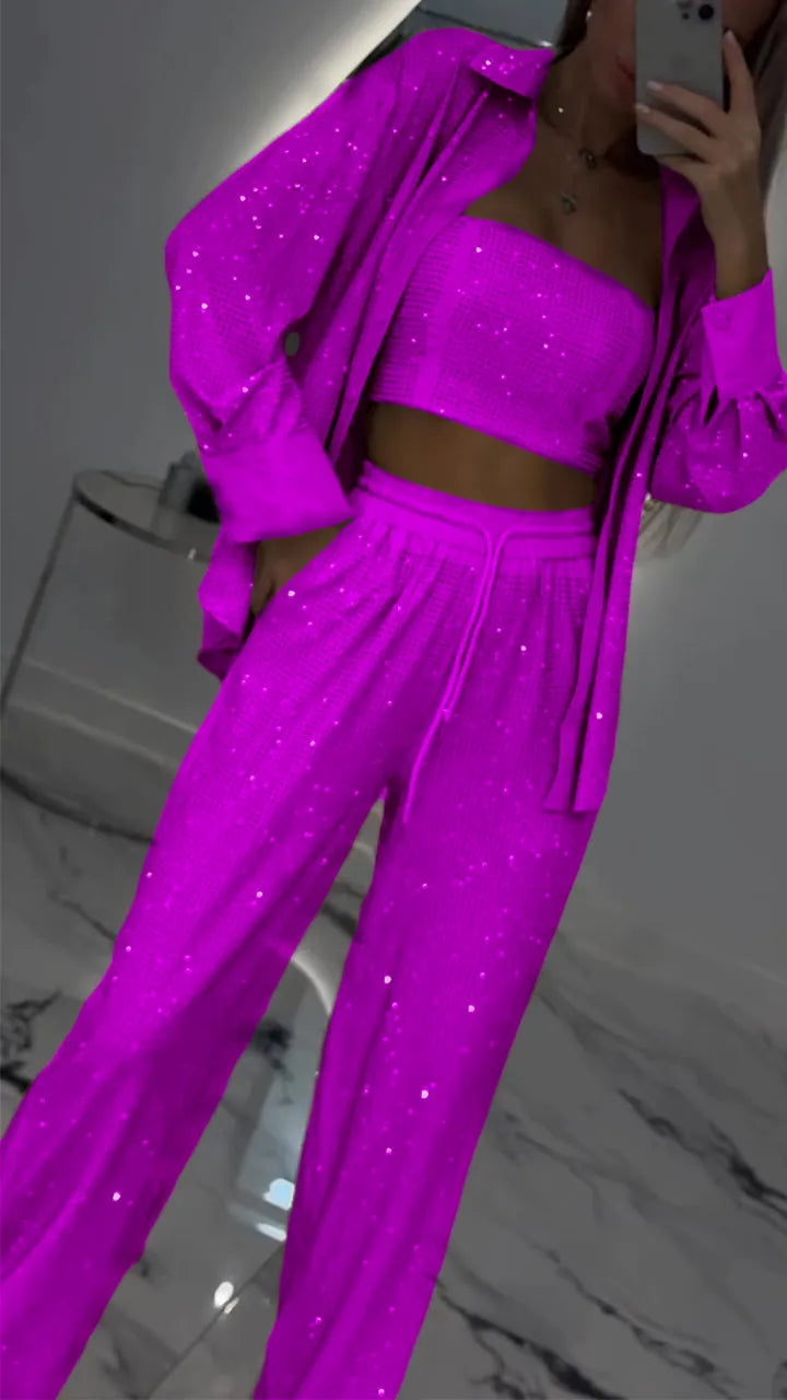 LUX SET – Completo Donna in Tre Pezzi con Strass | Brillante e Confortevole