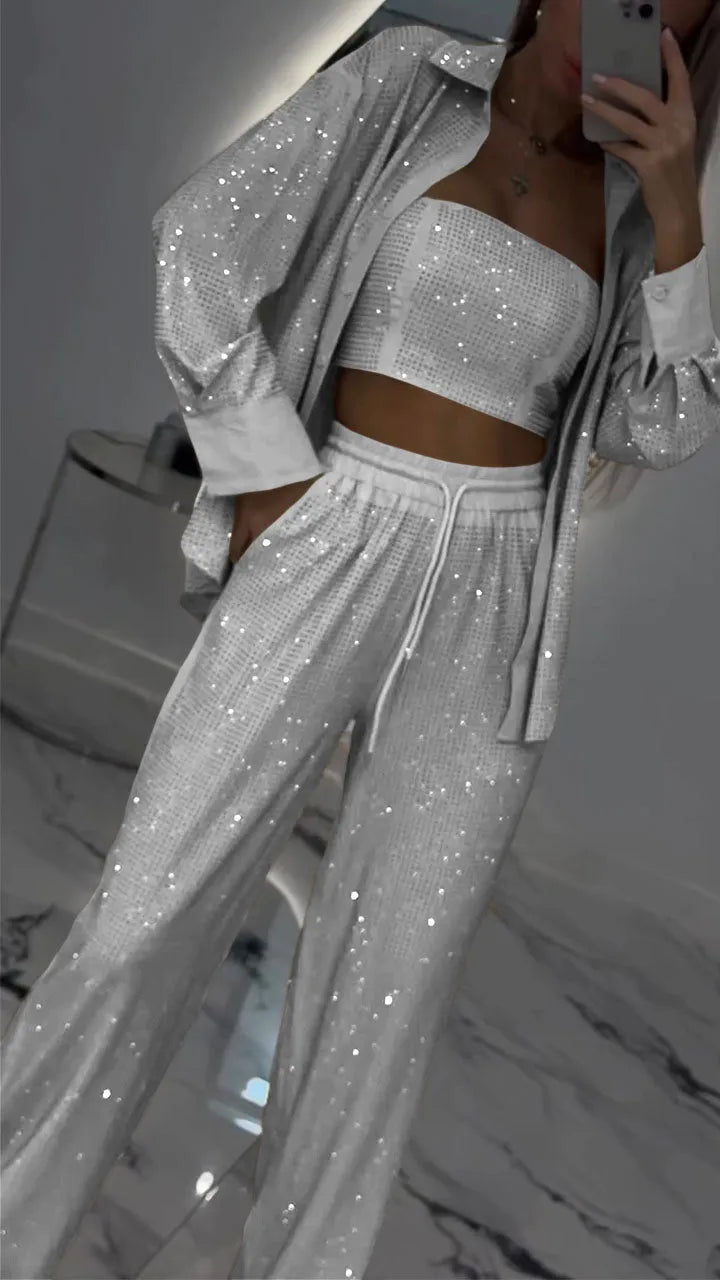 LUX SET – Completo Donna in Tre Pezzi con Strass | Brillante e Confortevole