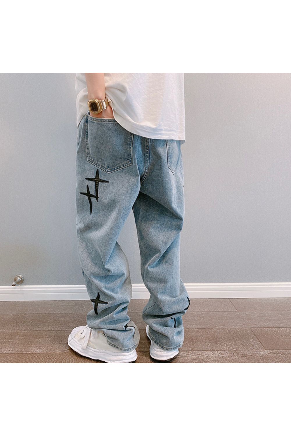 KAIYA Washed Cross Jeans | Edgy Streetwear Spijkerbroek voor Heren