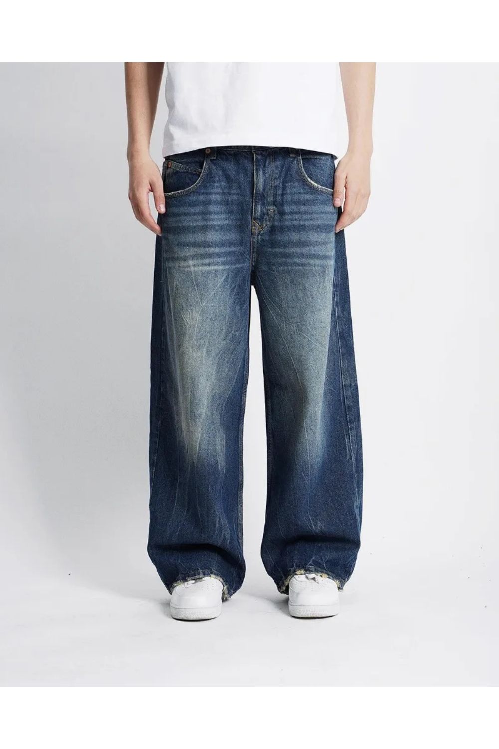 BREEZE Washed Baggy Jeans | Comfortabele Vintage Spijkerbroek voor Dames & Heren