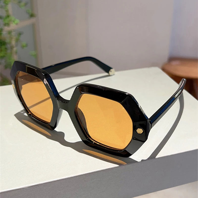 Regina Oversized Zonnebril Dames Met Hexagonale Frames-2