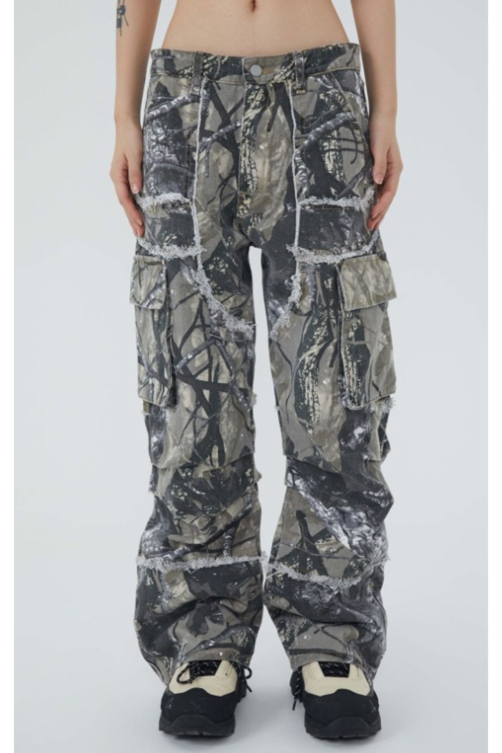 VERGE - Jeans de camuflaje unisex | Spijkerbroek con ajuste relajado para damas y caballeros