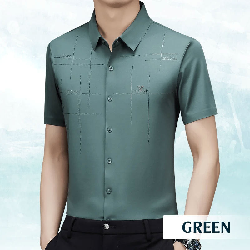 FREYR - Camicia da uomo di lusso in seta ghiaccio per un look elegante e confortevole