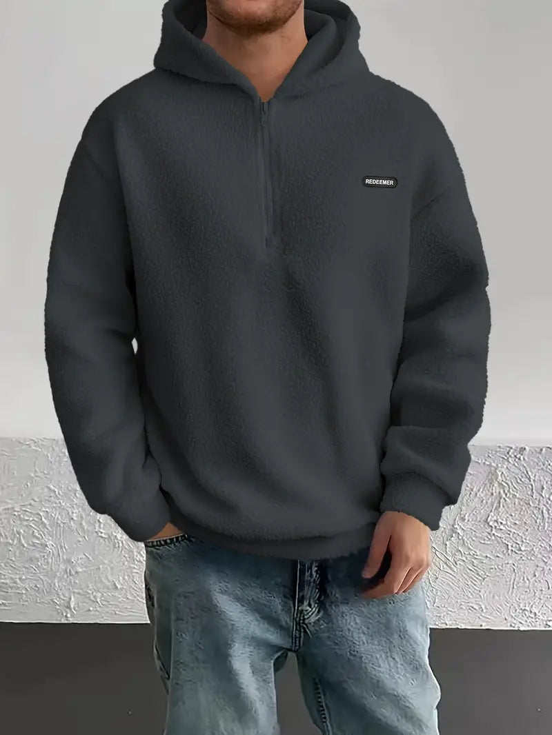 BJORN – Felpa con cappuccio da uomo in pile alla moda con cappuccio e cerniera