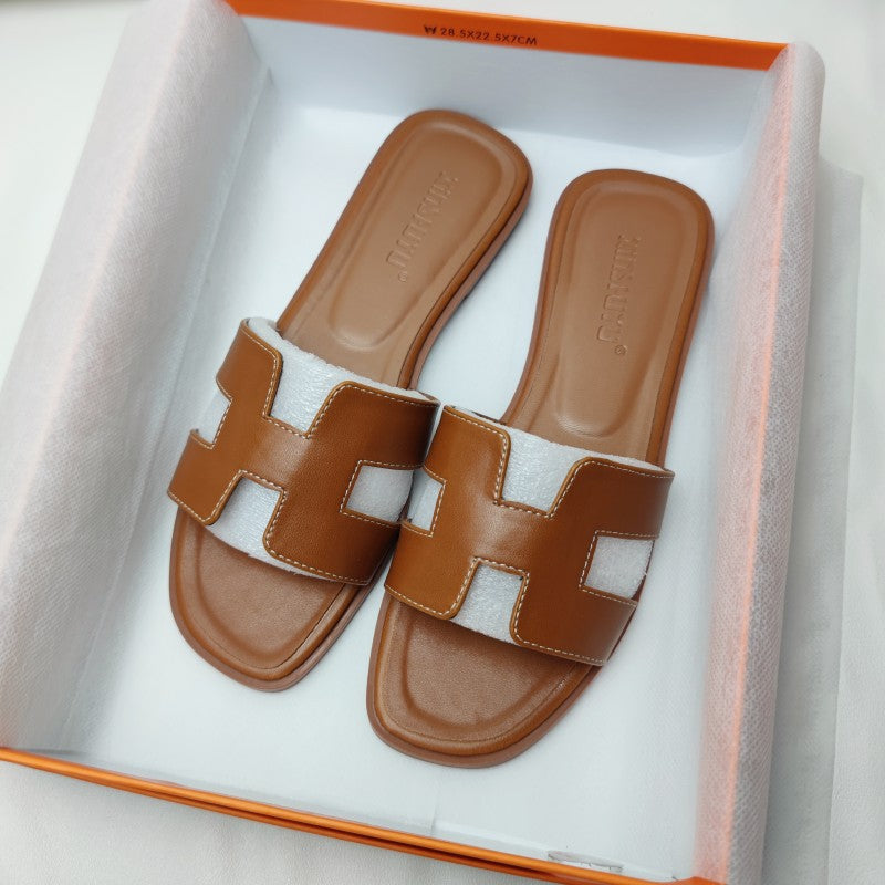 H – Zapatillas de cuero a la moda para damas | Cómodas y suaves