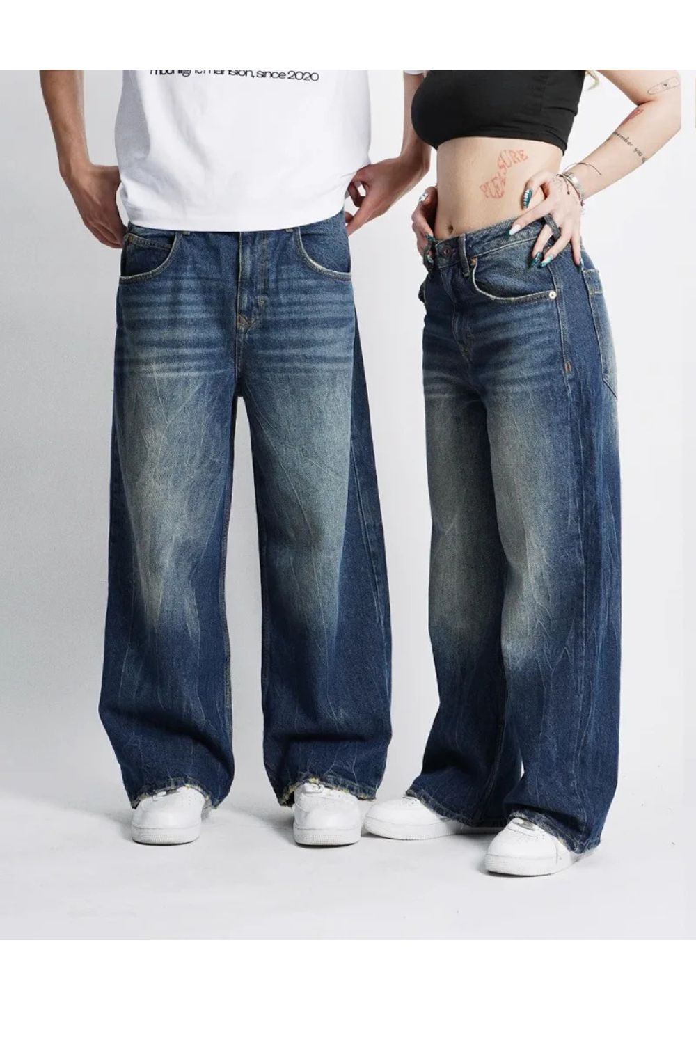 BREEZE Washed Baggy Jeans | Comfortabele Vintage Spijkerbroek voor Dames & Heren