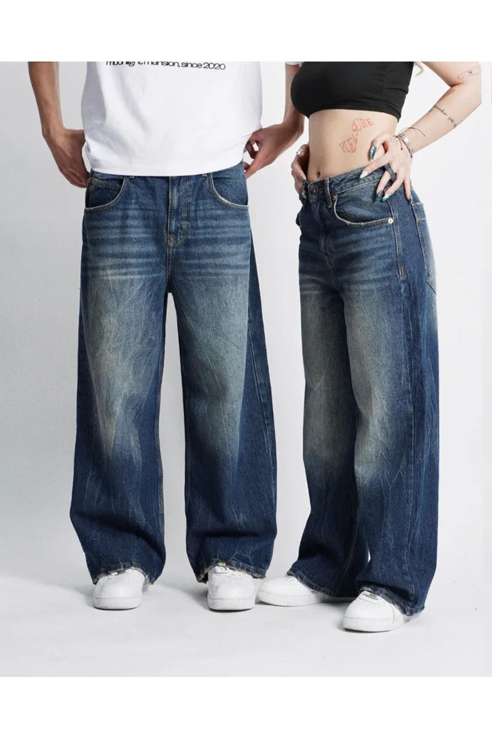 BREEZE Washed Baggy Jeans | Comfortabele Vintage Spijkerbroek voor Dames & Heren