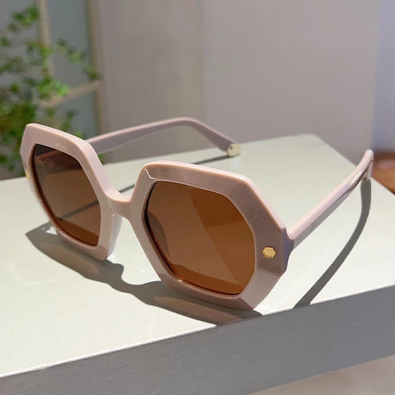 Regina Oversized Zonnebril Dames Met Hexagonale Frames-4