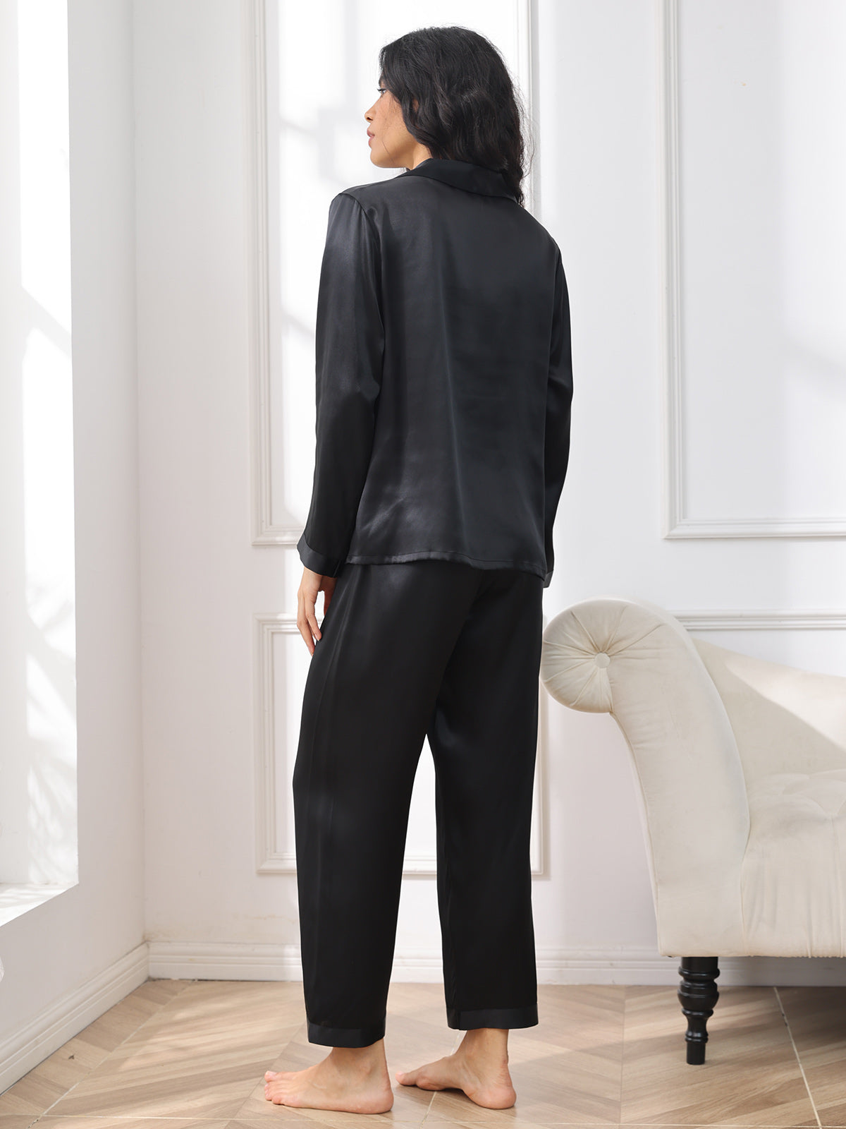 LUNA - Set Pigiama in Seta di Lusso per Donna | Morbida Camicia da Notte con Bottoni