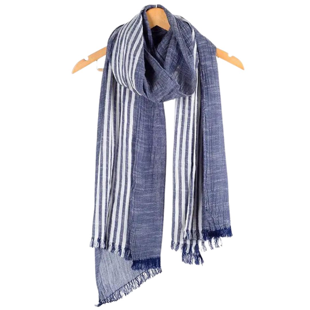 Variant image for Mariah Sjaal Dames Katoenen Accessoire met Streeppatroon en Kwastjes-1
