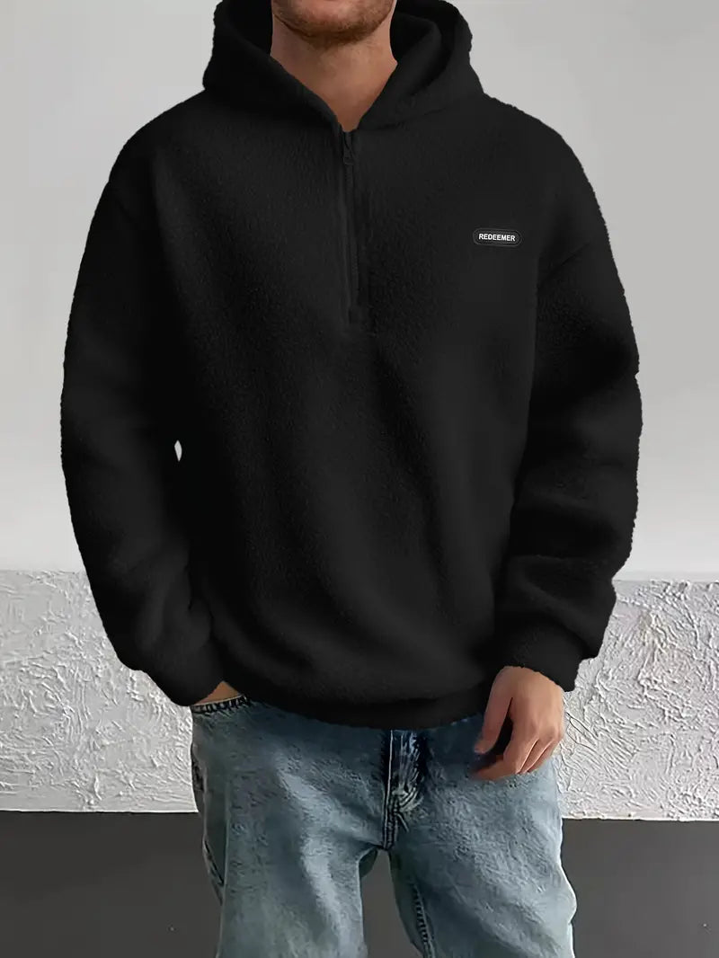 BJORN – Felpa con cappuccio da uomo in pile alla moda con cappuccio e cerniera