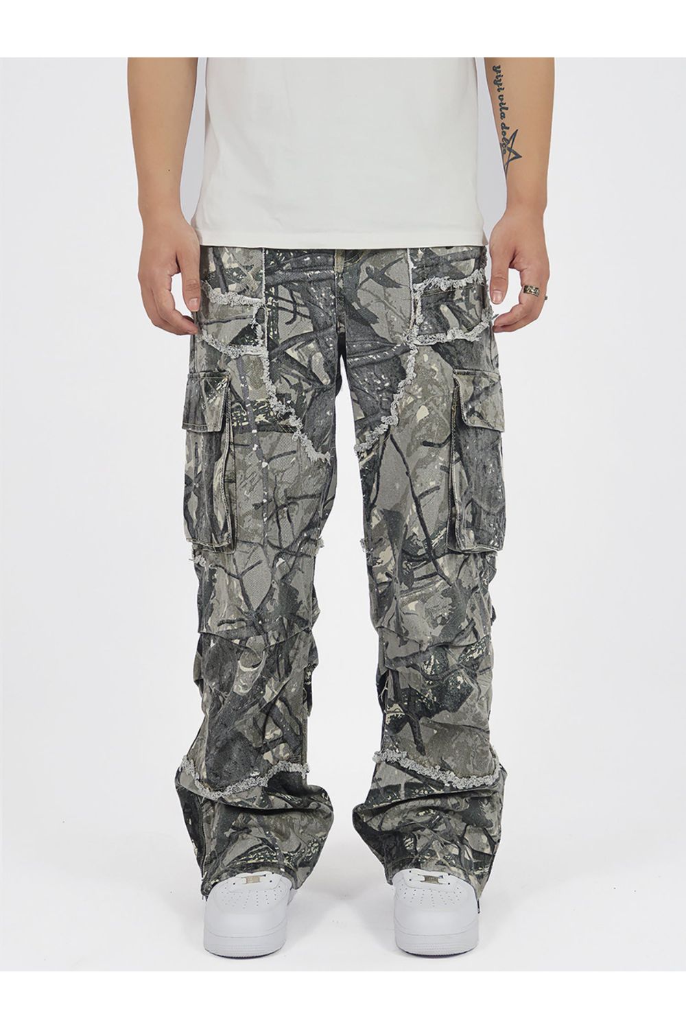 VERGE - Jeans de camuflaje unisex | Spijkerbroek con ajuste relajado para damas y caballeros