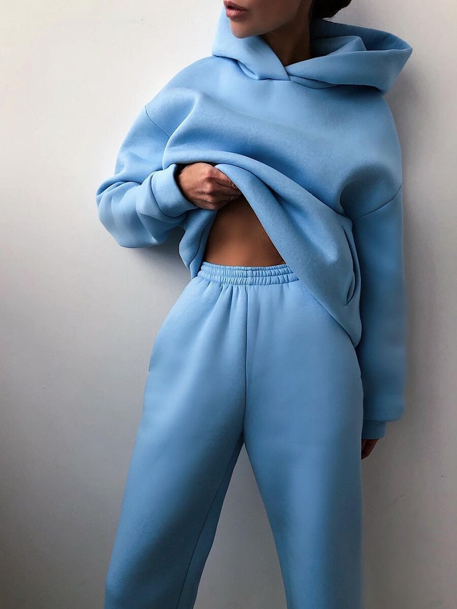 SVEA – Tuta da jogging trendy in 2 pezzi per donna con felpa con cappuccio