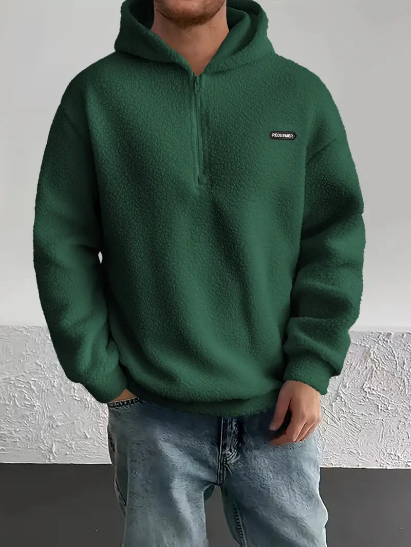 BJORN – Felpa con cappuccio da uomo in pile alla moda con cappuccio e cerniera