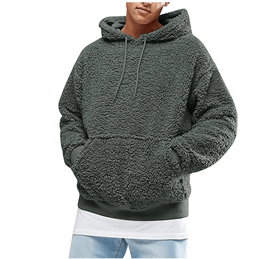 MELDOR - Felpa con cappuccio in teddy calda e alla moda per uomo