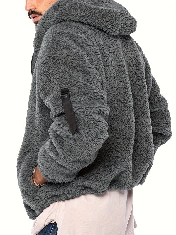 SKYGGI - Maglione Teddy da uomo elegante con chiusura lampo