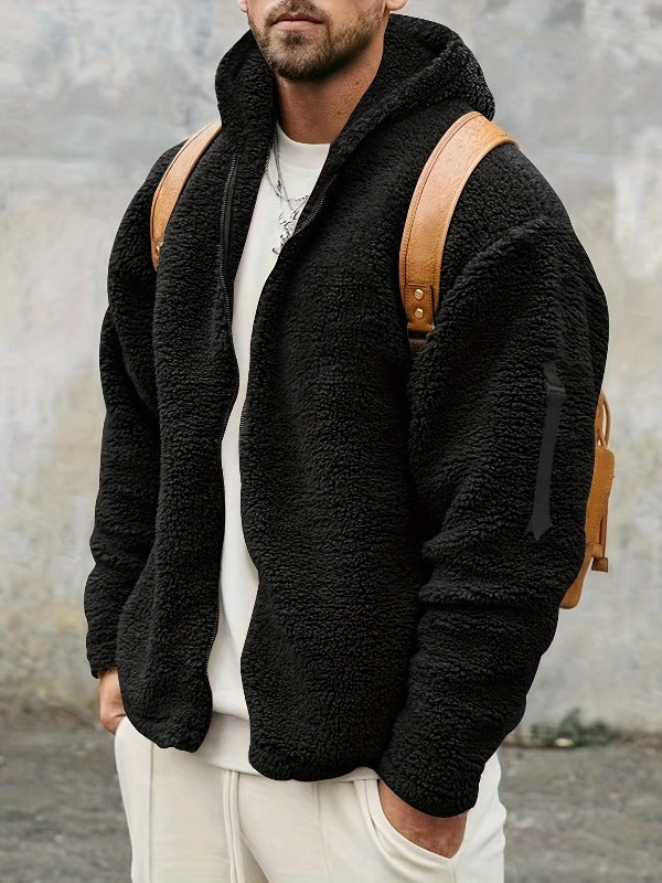 SKYGGI - Maglione Teddy da uomo elegante con chiusura lampo