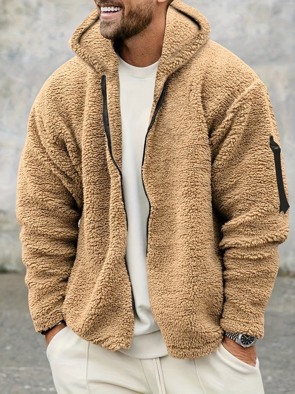 SKYGGI - Maglione Teddy da uomo elegante con chiusura lampo