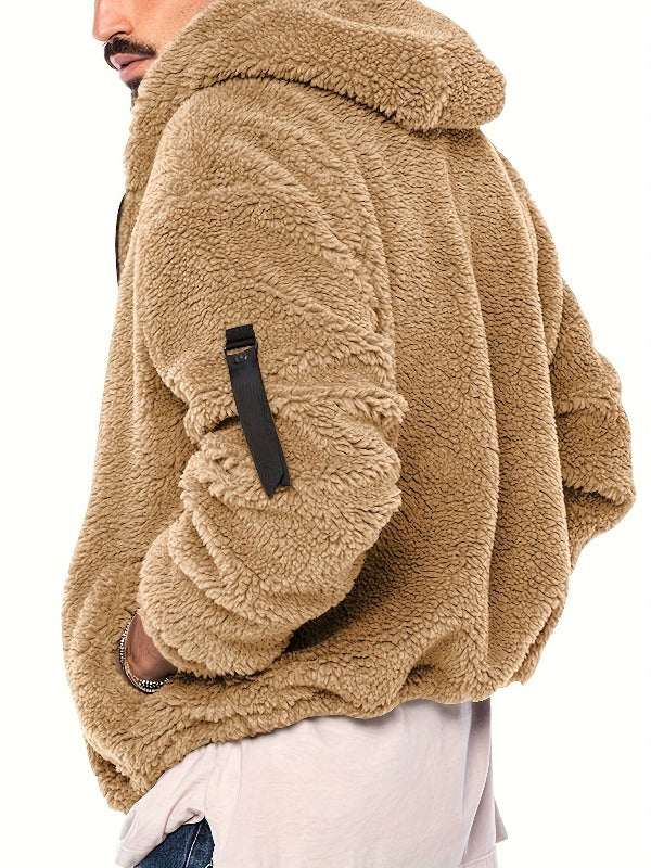 SKYGGI - Maglione Teddy da uomo elegante con chiusura lampo