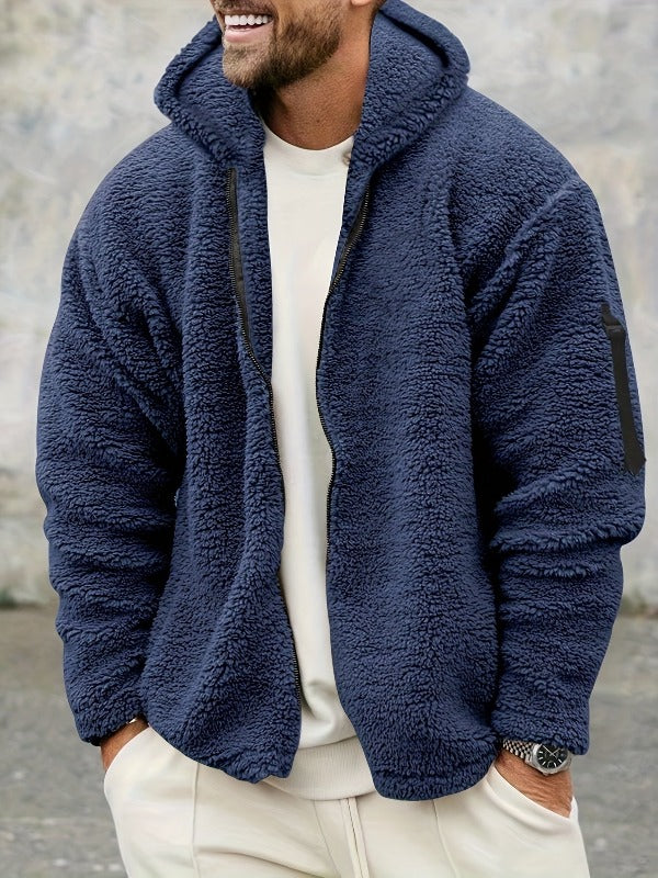 SKYGGI - Maglione Teddy da uomo elegante con chiusura lampo