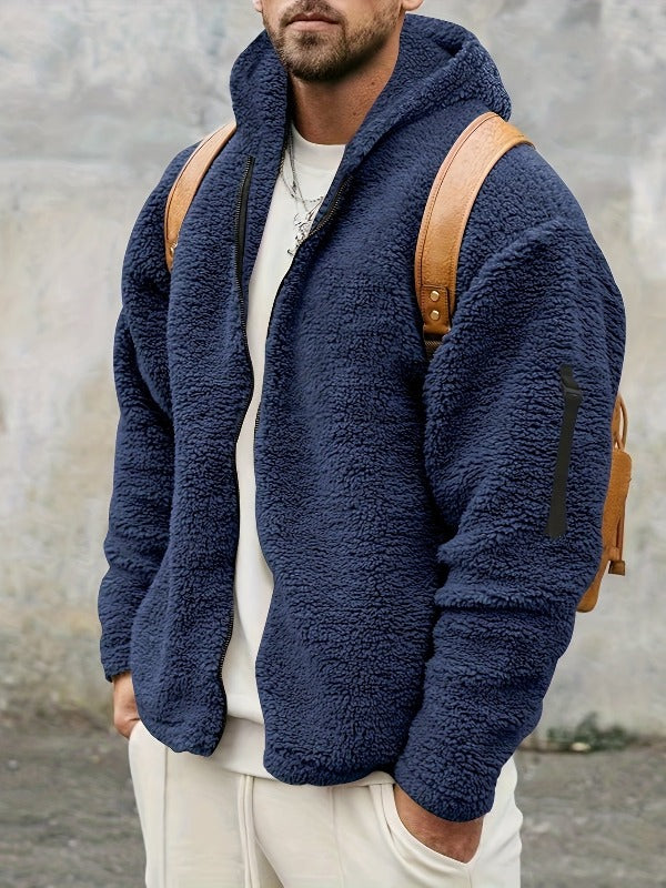 SKYGGI - Maglione Teddy da uomo elegante con chiusura lampo