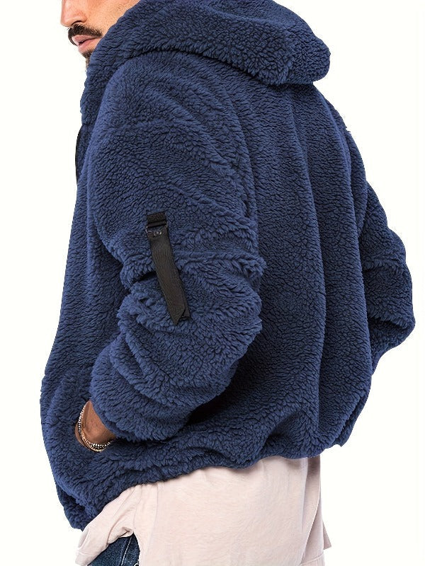 SKYGGI - Maglione Teddy da uomo elegante con chiusura lampo