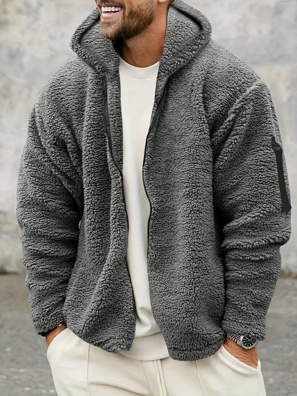 SKYGGI - Maglione Teddy da uomo elegante con chiusura lampo