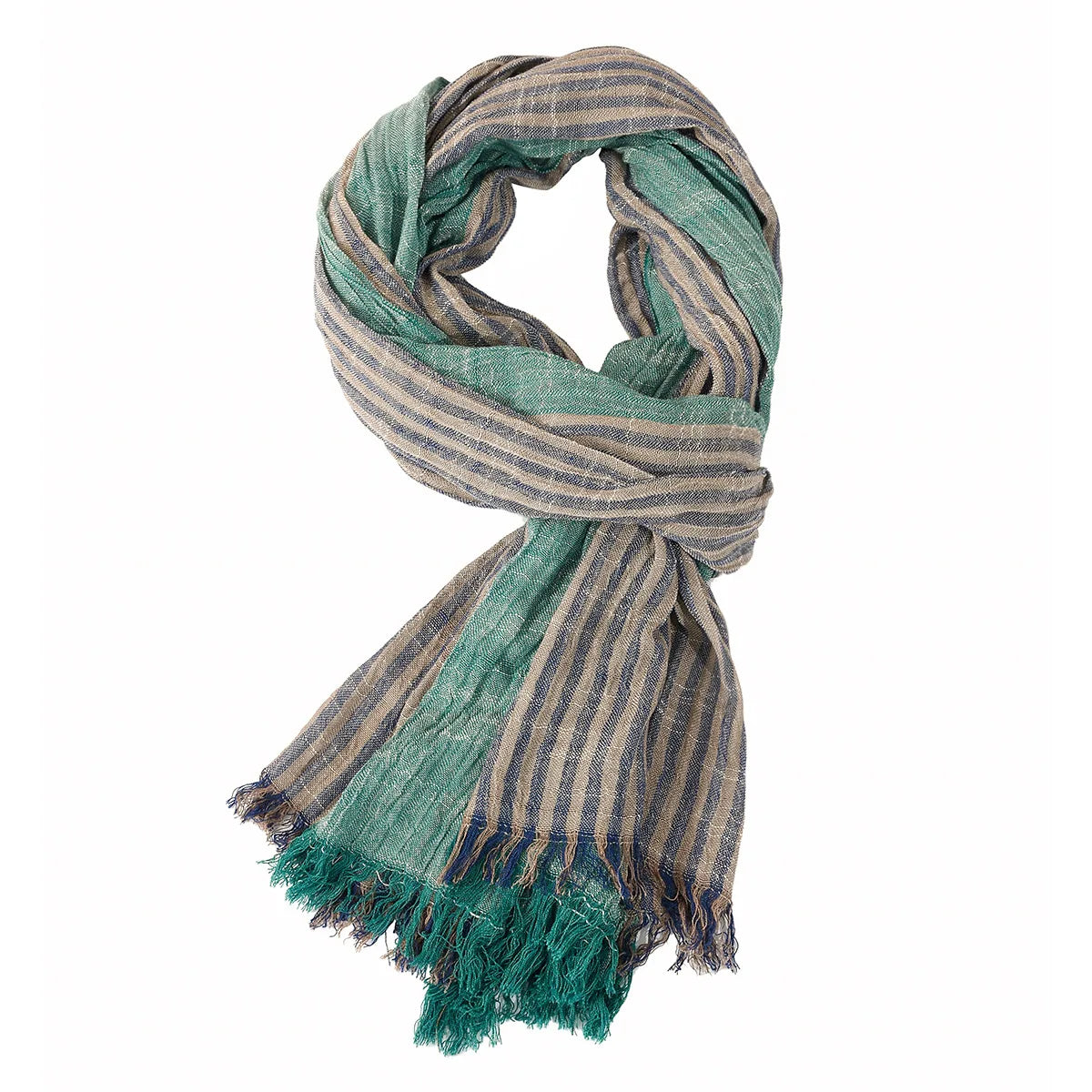 Variant image for Mariah Sjaal Dames Katoenen Accessoire met Streeppatroon en Kwastjes-3