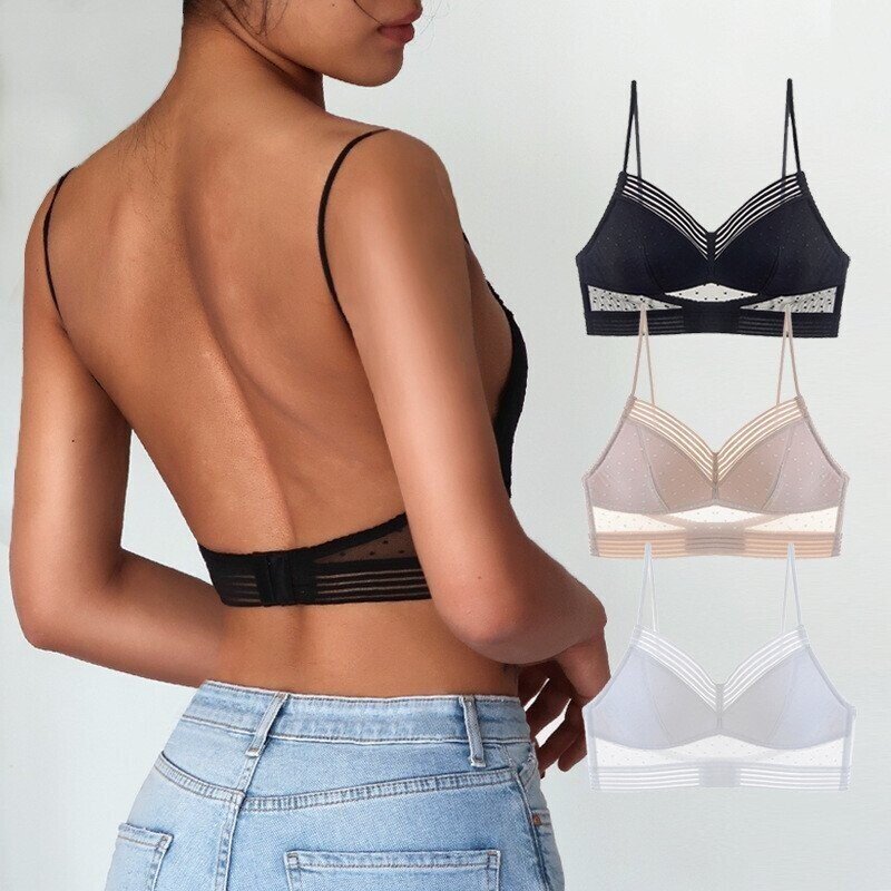 Vrouwen Backless Beha Zwart M Nylon/Spandex-1