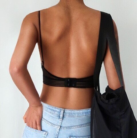 Vrouwen Backless Beha Zwart M Nylon/Spandex-3