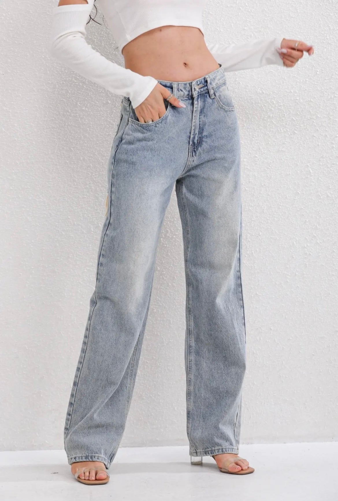 ZAAR - Jeans a gamba dritta con dettagli strappati