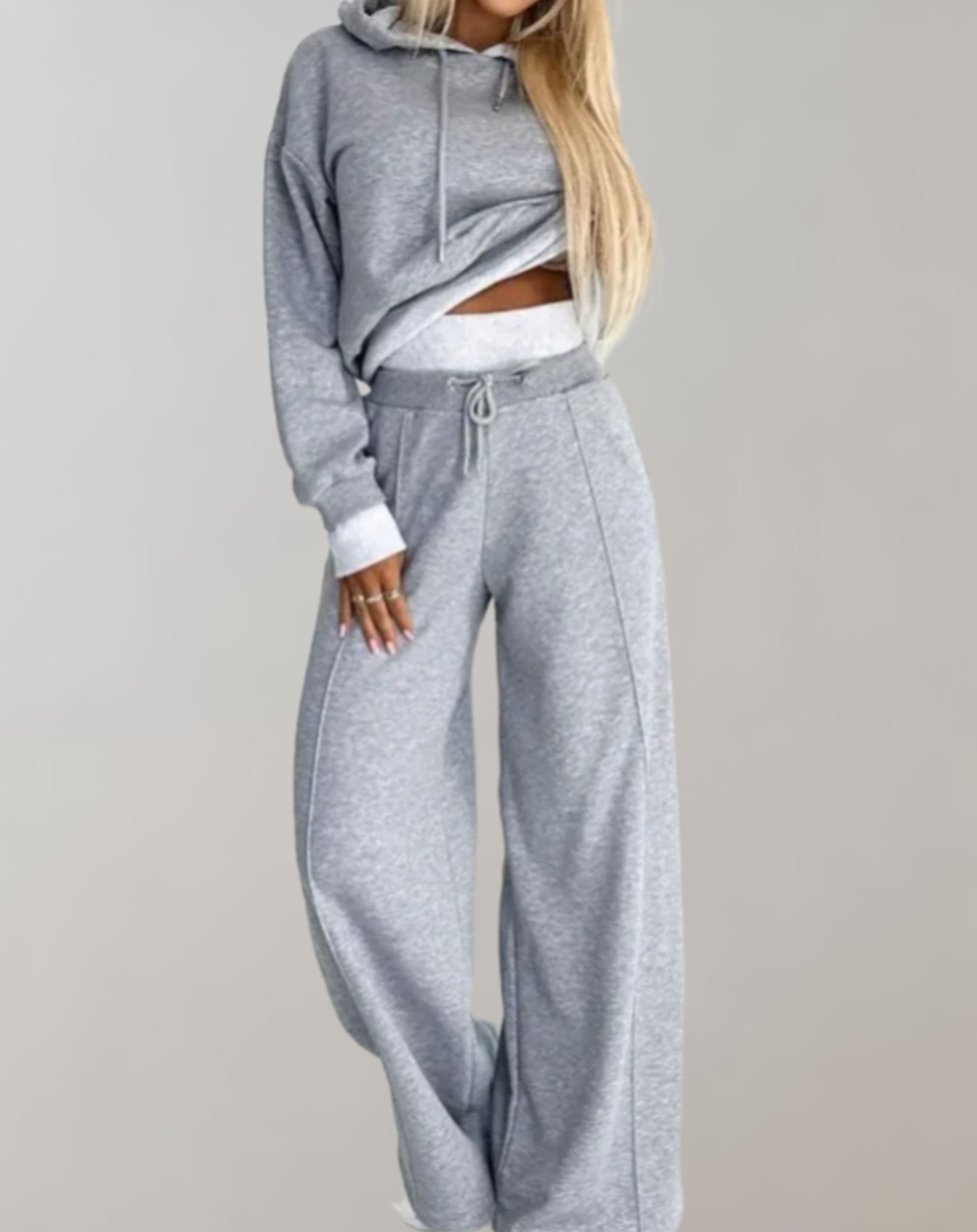 ELIORA - Elegante Set Due Pezzi con Cappuccio e Pantaloni Larghi