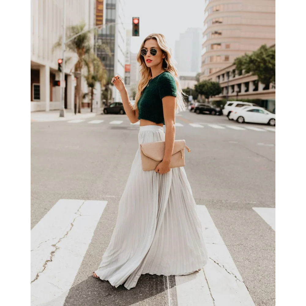 IONA High Waist Plissé Rok | Flowy Maxi Rok voor Casual & Chique Looks