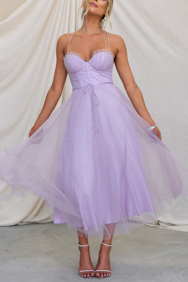 MOXI – Midi Jurk met Corset & Tule Rok | Romantisch & Feestelijk