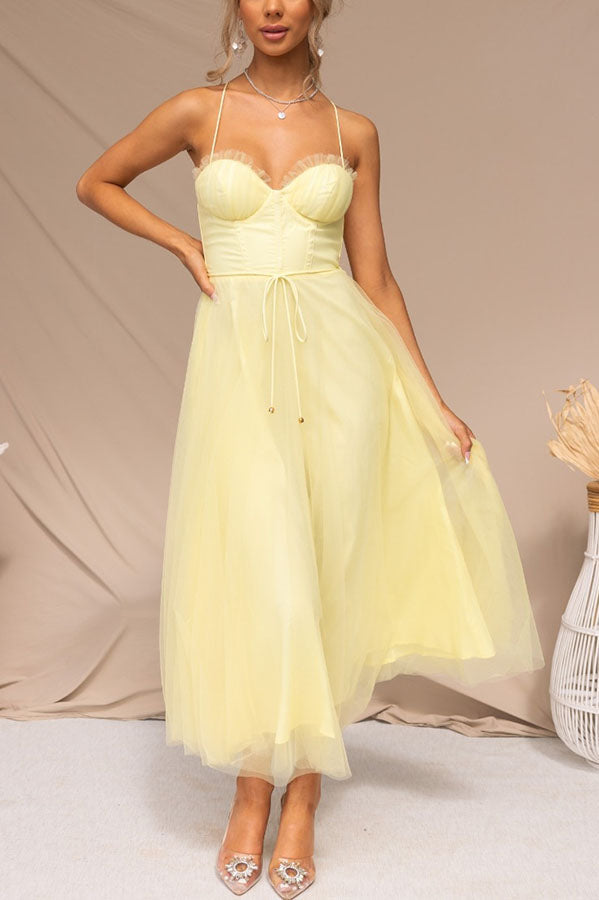 MOXI – Midi Jurk met Corset & Tule Rok | Romantisch & Feestelijk